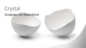  Presentation with broken egg - Beautiful slide deck featuring white-broken-egg-shells-close backdrop and a white colored foreground