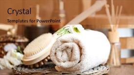  Presentation with spa - Cool new slide deck with white brown - beautiful spa composition with towels backdrop and a  colored foreground