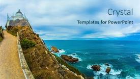  Presentation with new path - Beautiful slide set featuring white-building-of-the-lighthouse backdrop and a light blue colored foreground