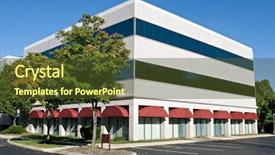  Presentation with team building on white - Slides enhanced with white building with red awnings background and a tawny brown colored foreground