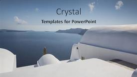  Presentation with greece blue - PPT theme with white-buildings-with-clear-blue background and a teal colored foreground