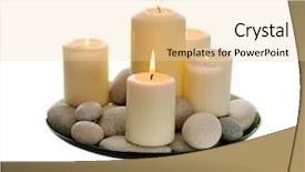  Presentation with white candles - Slide set enhanced with white burn candles and pebbles background and a blonde colored foreground