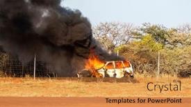  Presentation with highway - Amazing theme having white-burning-car backdrop and a gold colored foreground