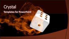  Presentation with black - Amazing PPT layouts having white burning dice against black backdrop and a wine colored foreground