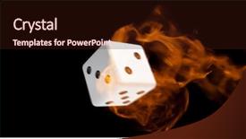  Presentation with animation - PPT theme consisting of white burning dice against black background and a wine colored foreground