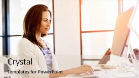  Presentation with how to computer - Cool new presentation theme with white business - portrait of businesswoman working backdrop and a lemonade colored foreground