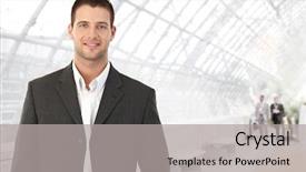  Presentation with businessman standing on maze - Presentation theme featuring white business - young businessman standing in bright background and a light gray colored foreground