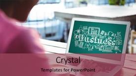  Presentation with composite - Colorful presentation enhanced with white business doodles against teal backdrop and a violet colored foreground