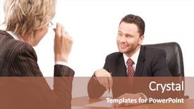  Presentation with red white blue business - Theme featuring white business man and woman background and a  colored foreground