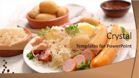  Presentation with cabbage - PPT theme having white cabbage with meat background and a yellow colored foreground