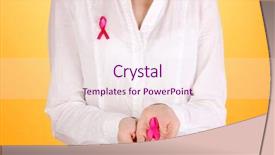  Presentation with pink ribbon hands - Presentation theme having white cancer breast - woman with pink ribbon background and a sky blue colored foreground