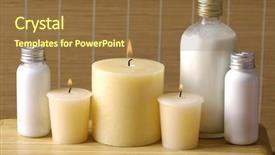  Presentation with white candles - PPT layouts with white candles - cosmetics for body cosmetic bottle background and a tawny brown colored foreground