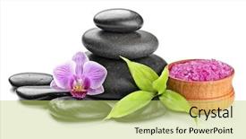  Presentation with white candles - Presentation theme with white candles - spa concept with zen basalt background and a yellow colored foreground