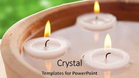  Presentation with water bamboo - Slides consisting of white candles - spa therapy flowers in water background and a  colored foreground