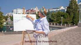  Presentation with canvas - PPT theme enhanced with white-canvas-on-a-wooden background and a coral colored foreground