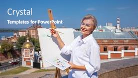  Presentation with canvas - Slides with white-canvas-on-a-wooden background and a teal colored foreground