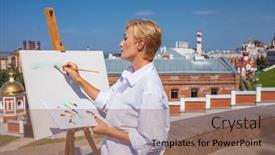  Presentation with canvas - PPT theme with white-canvas-on-a-wooden background and a coral colored foreground