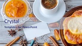  Presentation with coffe - Presentation theme consisting of white card up of coffe background and a sky blue colored foreground