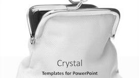  Presentation with poster on white wall above - Colorful PPT layouts enhanced with white cash wallet isolated on white background charge purse open empty coin wallet backdrop and a light gray colored foreground