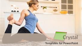  Presentation with healthy living - Slide set having white-caucasian-fit-sporty-woman background and a lemonade colored foreground