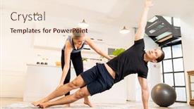  Presentation with student health - Colorful presentation theme enhanced with white-caucasian-man-learning-yoga backdrop and a lemonade colored foreground