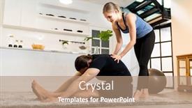  Presentation with student health - Amazing presentation design having white-caucasian-man-learning-yoga backdrop and a coral colored foreground