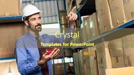  Presentation with inventory - Cool new slide deck with white-caucasian-middle-east-warehouse backdrop and a violet colored foreground