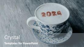  Presentation with blue floral - Theme enhanced with white-ceramic-cup and a gray colored foreground