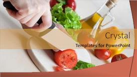  Presentation with ceramic - PPT theme having white ceramic knife in action background and a yellow colored foreground