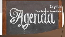  Presentation with agenda - Slides having white chalk on blackboard background and a tawny brown colored foreground
