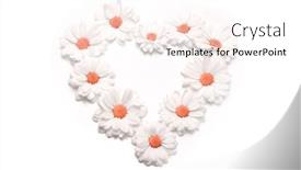  Presentation with shape heart - PPT theme with white-chamomile-heart-shape-frame background and a white colored foreground