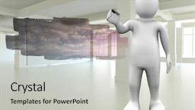  Presentation with bright white - Presentation design consisting of white character holding marker background and a light gray colored foreground