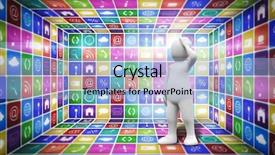  Presentation with character - Audience pleasing presentation theme consisting of white character thinking against app backdrop and a light blue colored foreground