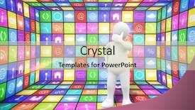  Presentation with character - PPT theme having white character thinking against app background and a soft green colored foreground