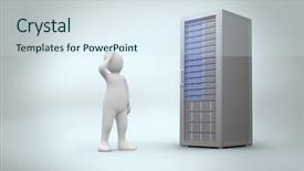  Presentation with thinking - Slide set consisting of white character thinking against digitally background and a sky blue colored foreground