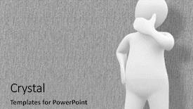  Presentation with character - Slide set featuring white character thinking against grey background and a light gray colored foreground