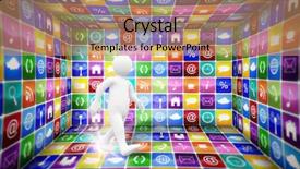  Presentation with character - Presentation enhanced with white character walking against app background and a coral colored foreground