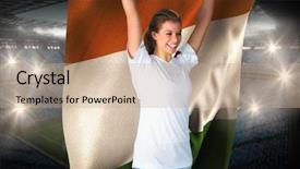  Presentation with football blue - PPT layouts consisting of white cheering holding ivory coast background and a  colored foreground