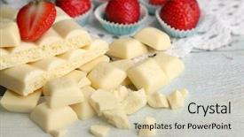  Presentation with chocolate strawberry - Presentation design featuring white chocolate bar with fresh background and a lemonade colored foreground