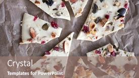  Presentation with almonds - Cool new slides with white chocolate bark with almonds backdrop and a coral colored foreground