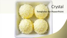  Presentation with snowball - Slide deck featuring white chocolate coconut snowball truffles background and a soft green colored foreground