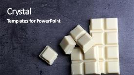  Presentation with white chocolate - Slide deck enhanced with white chocolate pieces on gray background and a dark gray colored foreground