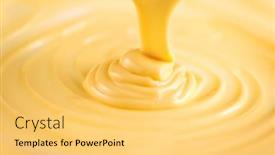  Presentation with chocolate dessert - Audience pleasing PPT layouts consisting of white-chocolate-pouring-melted-liquid backdrop and a yellow colored foreground