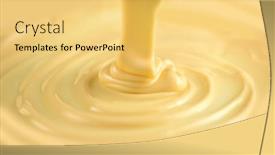  Presentation with chocolate dessert - Colorful PPT theme enhanced with white-chocolate-pouring-melted-liquid backdrop and a yellow colored foreground