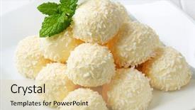  Presentation with pyramid - PPT theme with white chocolate pralines formed in to a pyramid background and a lemonade colored foreground