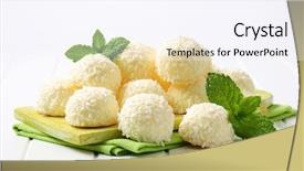  Presentation with virgin coconut oil - Amazing presentation design having white chocolate pralines with coconut backdrop and a sky blue colored foreground