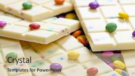  Presentation with smarties - Slides featuring white chocolate with smarties background and a soft green colored foreground