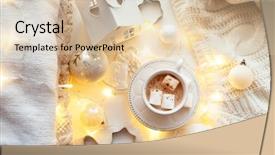  Presentation with led lights - Slide deck with white christmas decor warm sweater background and a lemonade colored foreground