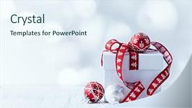  Presentation with gift ribbon - Beautiful presentation theme featuring white christmas gift with red backdrop and a sky blue colored foreground