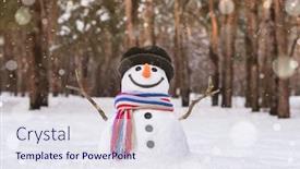  Presentation with childrens - Presentation theme enhanced with white christmas is a childrens winter dream cute snowman in a city park background and a sky blue colored foreground